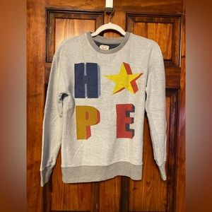 Zara Man Denim Couture HOPE Star Sweatshirt Long Sleeve Shirt Top Gray/White S